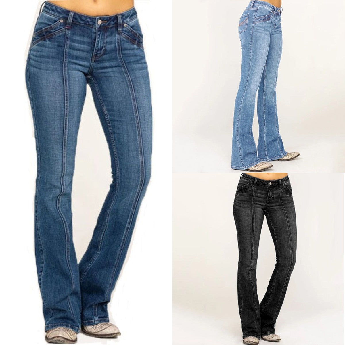 Vintage Slim Fit seprané rozšířené džíny