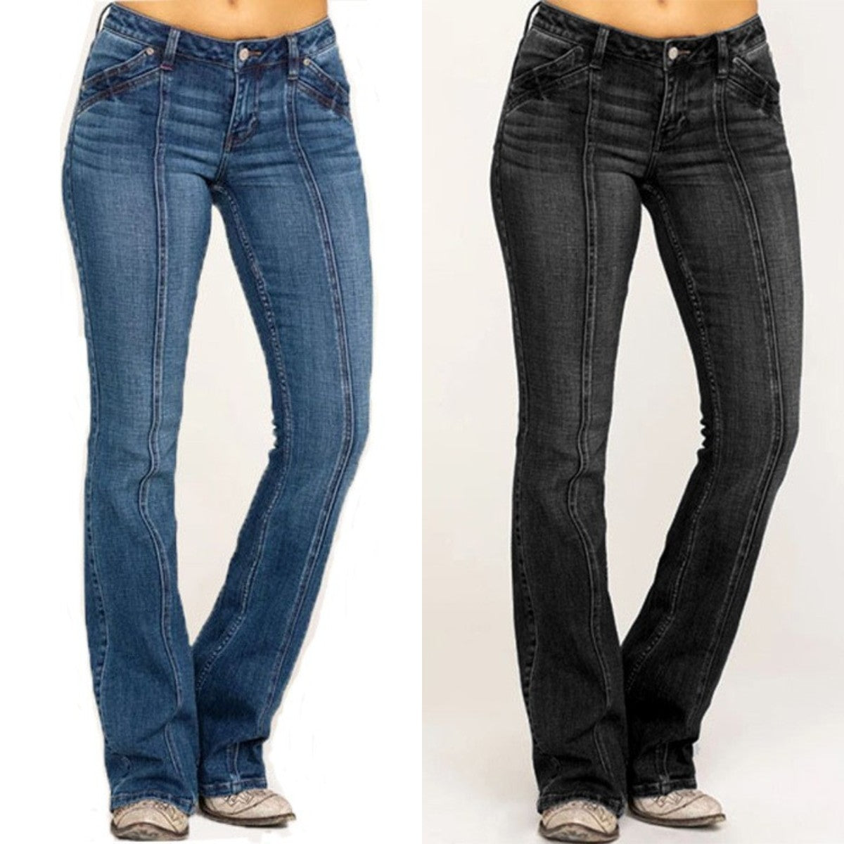 Vintage Slim Fit seprané rozšířené džíny