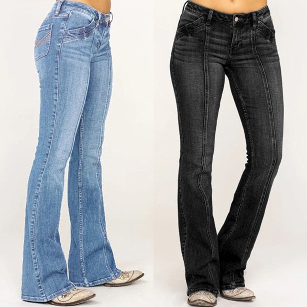 Vintage Slim Fit seprané rozšířené džíny