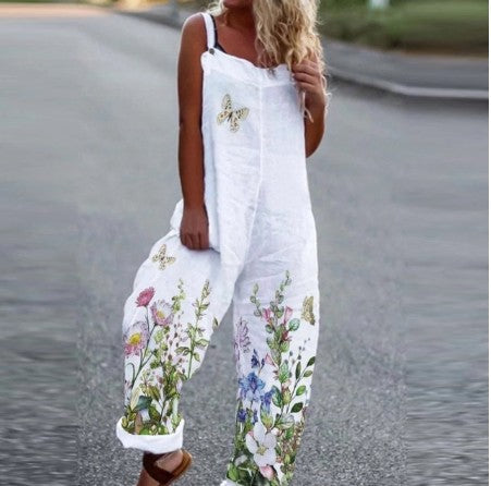 2023 Pohodlný bavlněný overal s potiskem