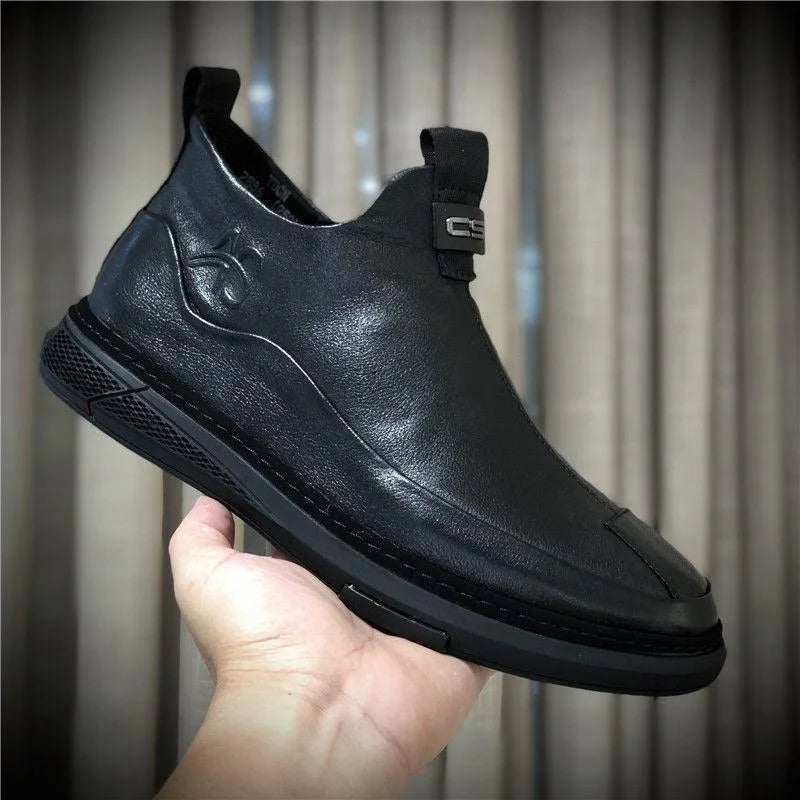 Pánské módní ležérní kožené kozačky