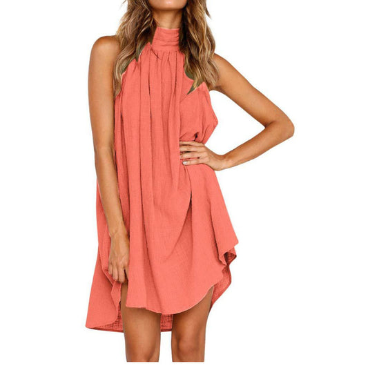 Bavlněné šaty bez rukávů s kulatým výstřihem