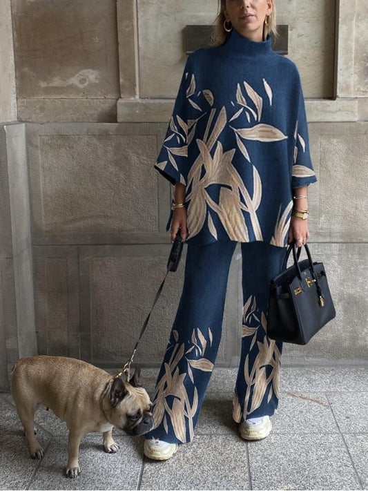 dámský dvoudílný podzimní oblek s retro potiskem