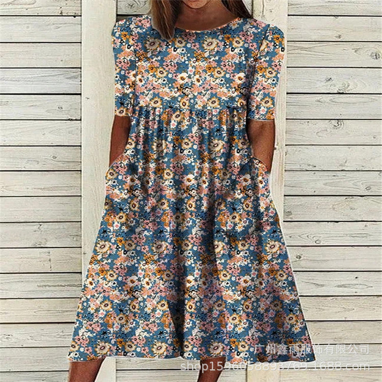 Floral Days přední kapsa Prairie Midi šaty