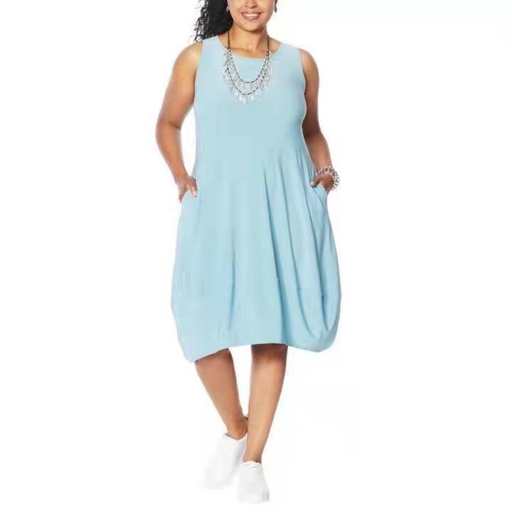 Matné šaty z bavlny a lnu bez rukávů