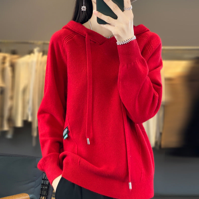 dámský ležérní volný kardigan s kapucí