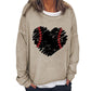 Mikina Heart Baseball Print Plus Size s dlouhým rukávem