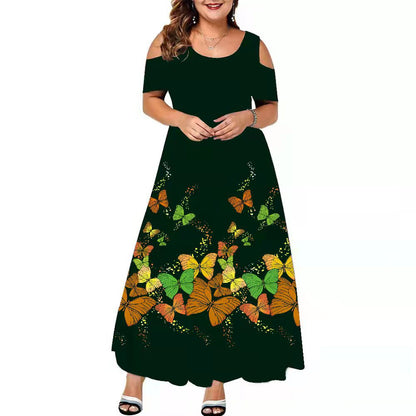 Dámské elegantní ležérně dlouhé šaty s kulatým výstřihem v nadměrné velikosti