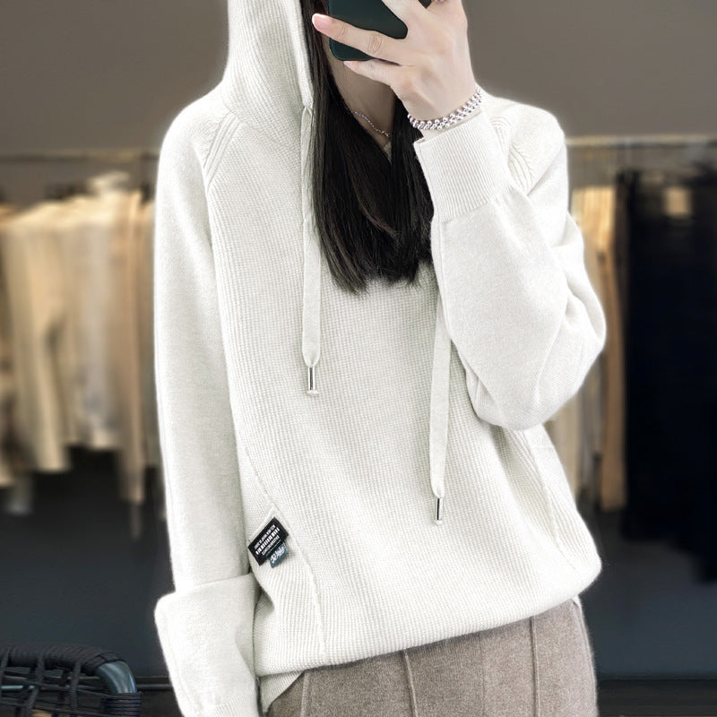 dámský ležérní volný kardigan s kapucí