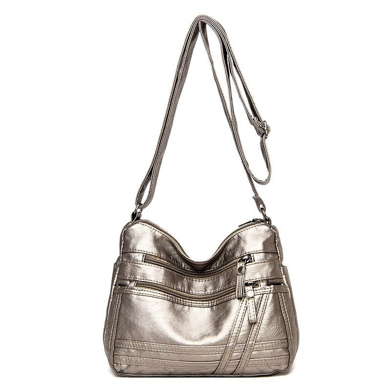 Dámská taška přes rameno z PU kůže s více kapsami proti krádeži