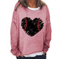 Mikina Heart Baseball Print Plus Size s dlouhým rukávem