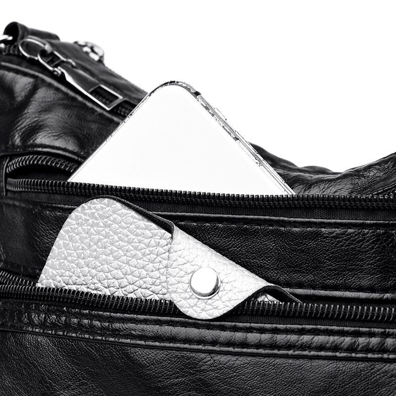 Dámská taška přes rameno z PU kůže s více kapsami proti krádeži