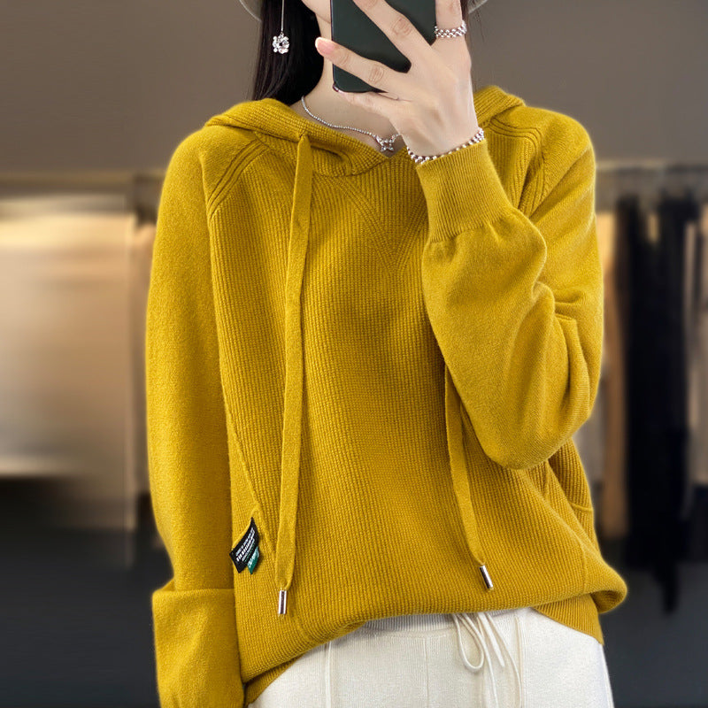 dámský ležérní volný kardigan s kapucí