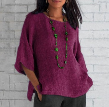 2023 nový bavlněný a lněný top s výstřihem