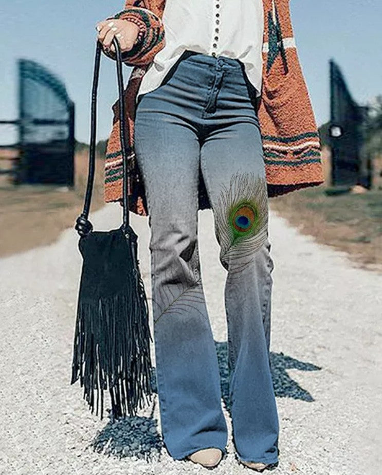 2022 Nové nadměrně velké dámské džíny s potiskem pro ženy