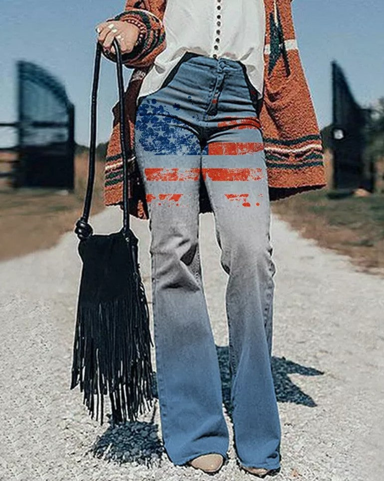 2022 Nové nadměrně velké dámské džíny s potiskem pro ženy