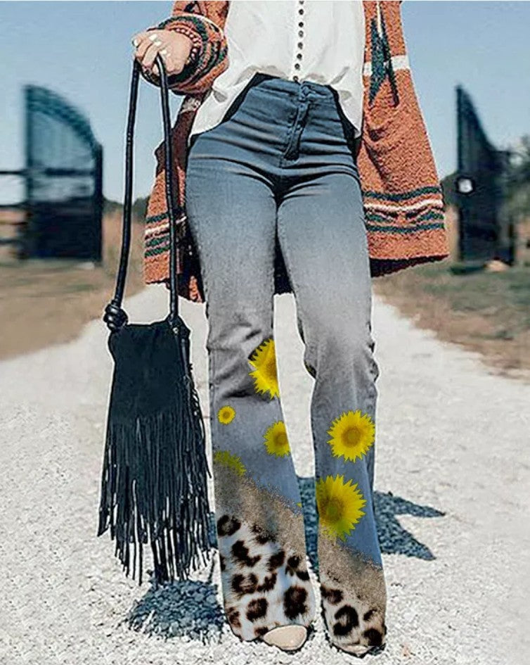 2022 Nové nadměrně velké dámské džíny s potiskem pro ženy