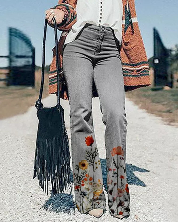 2022 Nové nadměrně velké dámské džíny s potiskem pro ženy