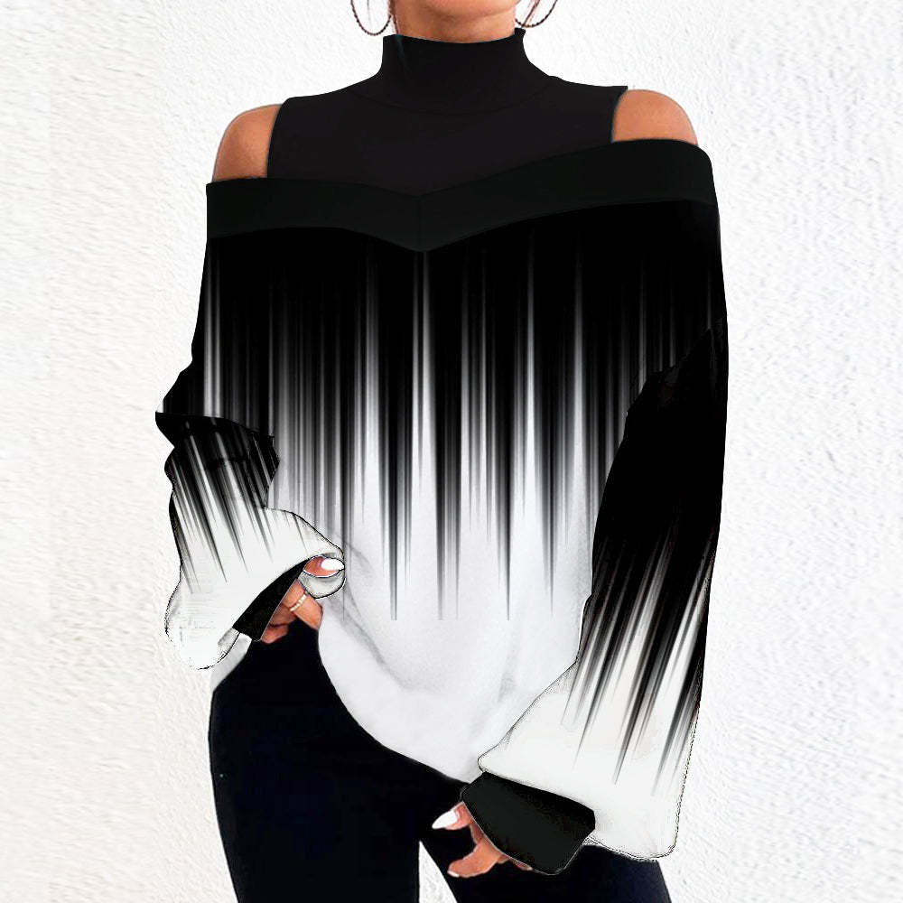 Dámský top s dlouhým rukávem s potiskem a jedinečným designem