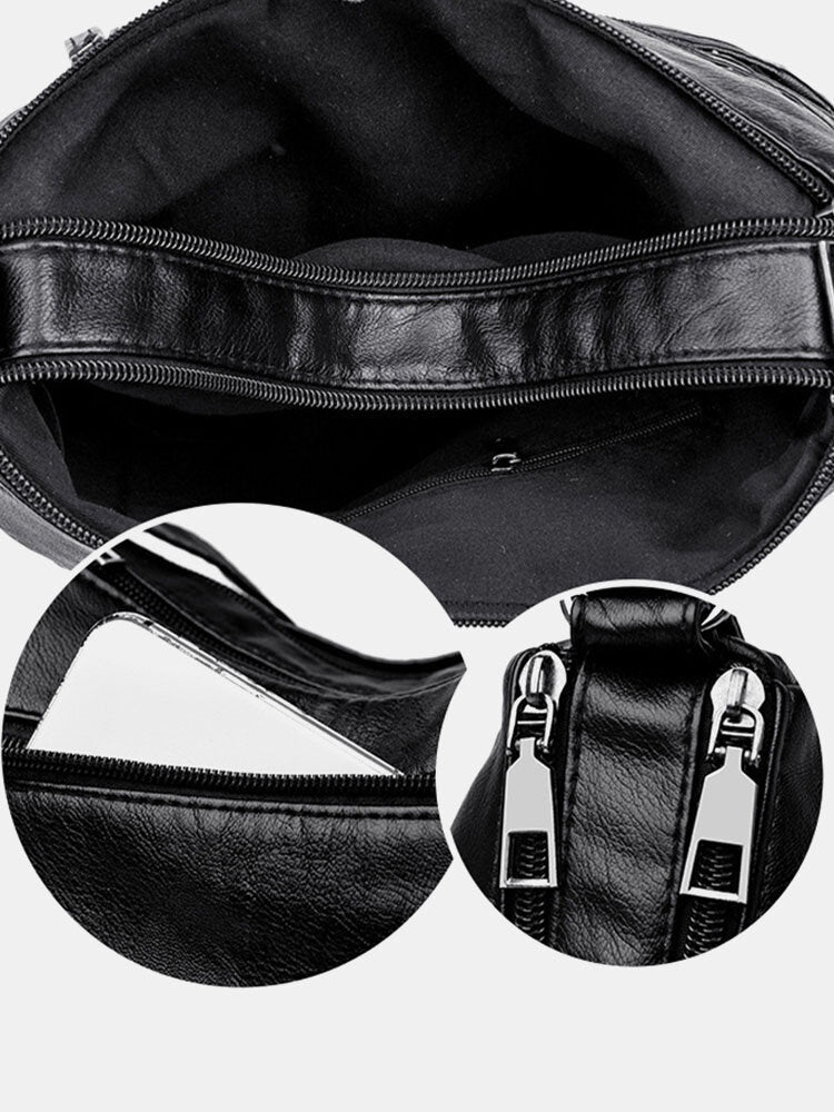 Dámská taška přes rameno z PU kůže s více kapsami proti krádeži