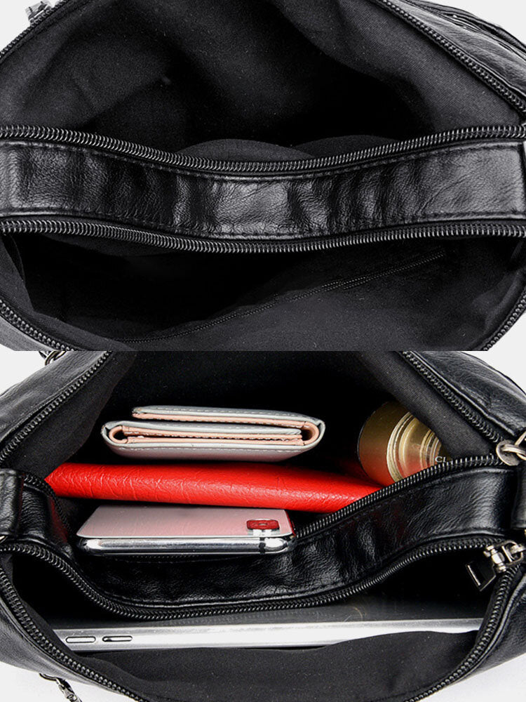 Dámská taška přes rameno z PU kůže s více kapsami proti krádeži