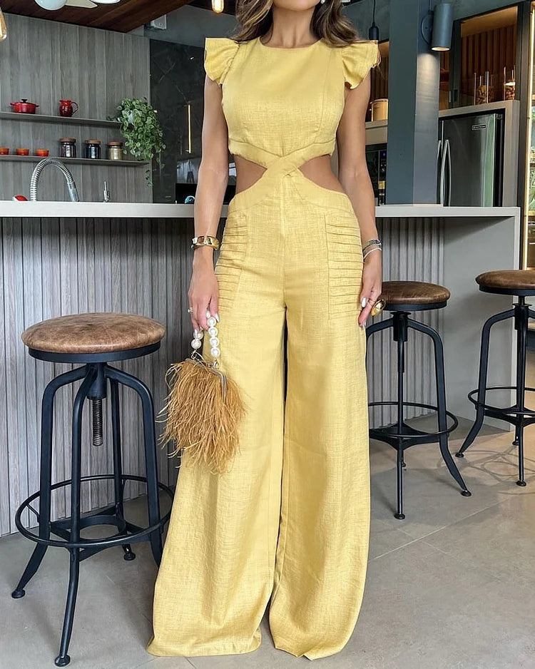 módní jednobarevný dutý overal