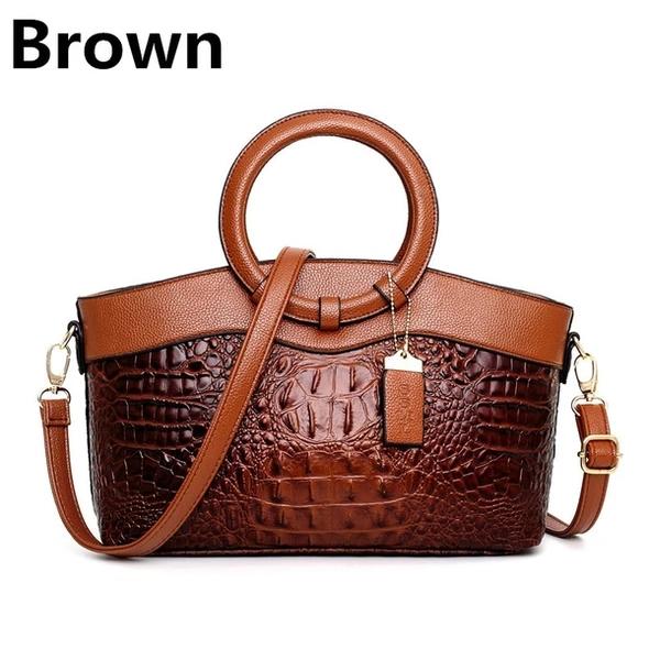 Kožená Kabelka S Krokodýlím Vzorem V Retro Stylu