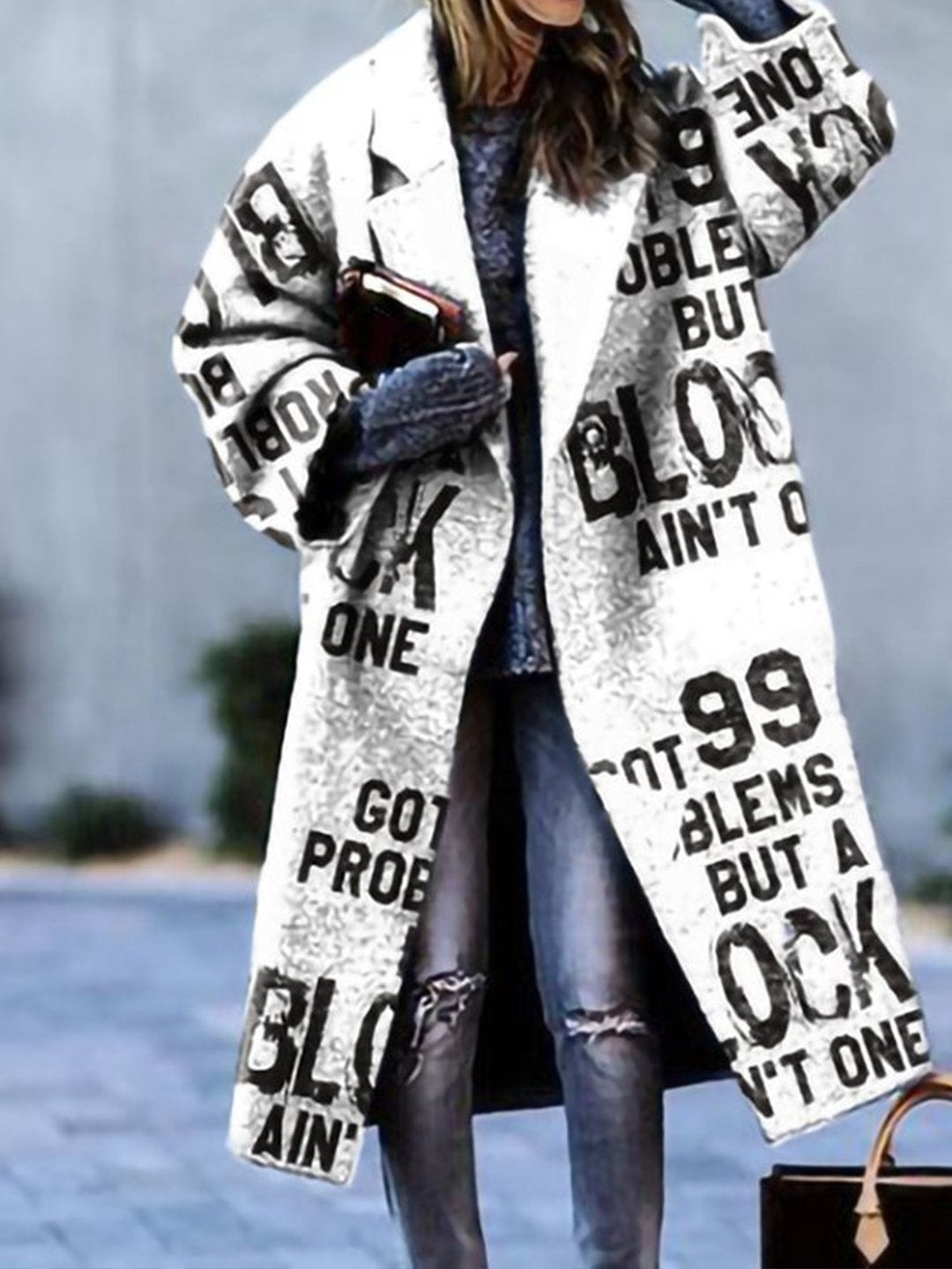 oversized kabát s květinovým potiskem