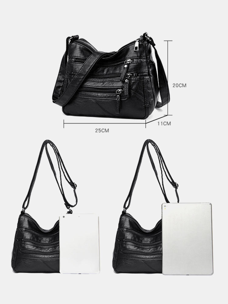 Dámská taška přes rameno z PU kůže s více kapsami proti krádeži