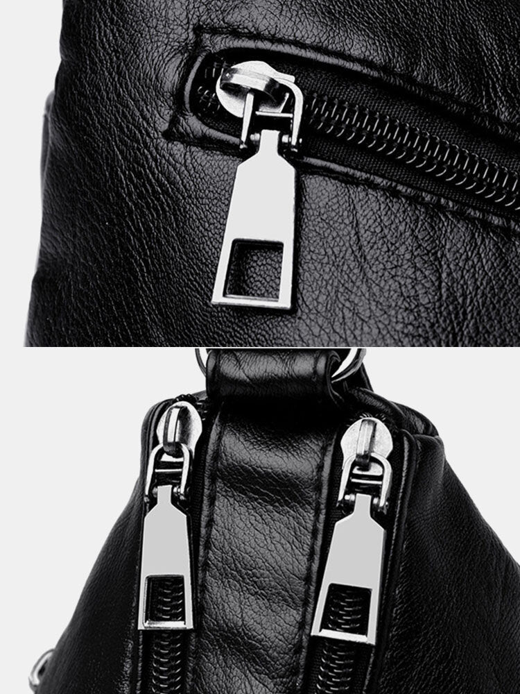 Dámská taška přes rameno z PU kůže s více kapsami proti krádeži