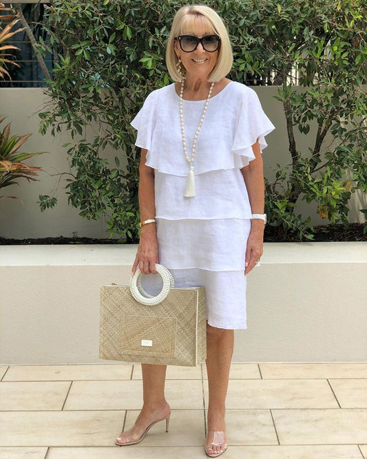 Romantické měkké bílé vrstvené šaty