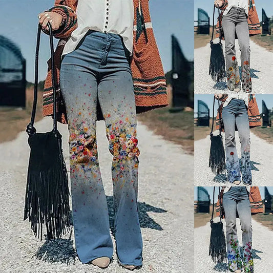 2022 Nové nadměrně velké dámské džíny s potiskem pro ženy